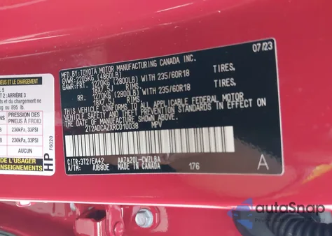 2024 Lexus Nx 250 из США, поврежденный, VIN 2T2ADCAZXRC010038